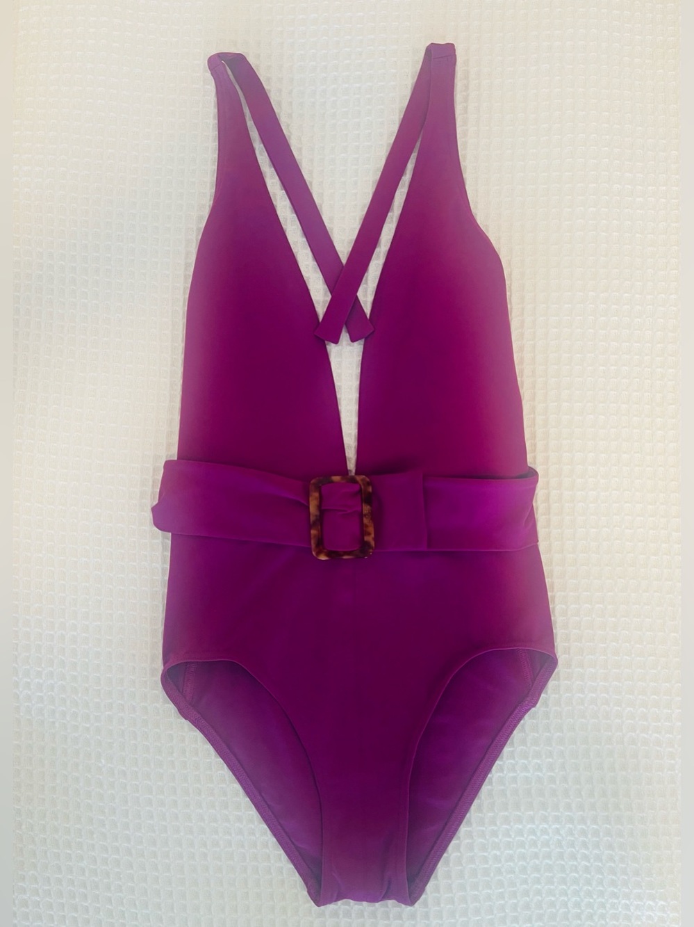 ERES V-Plunge-Neck One-Piece Swimsuit Magenta w/belt Size: 38 FR (Small Intl)